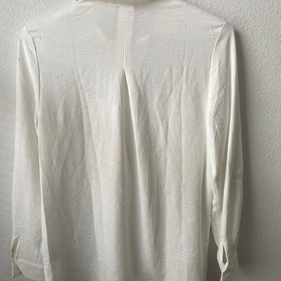 HILARY RADLEY women Ivory Button Up Collared Shirt Long Sleeve Lightweight - Picture 8 of 12